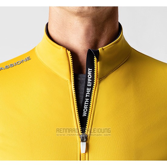 2019 Fahrradbekleidung La Passione Gelb Grau Trikot Langarm und Tragerhose - zum Schließen ins Bild klicken
